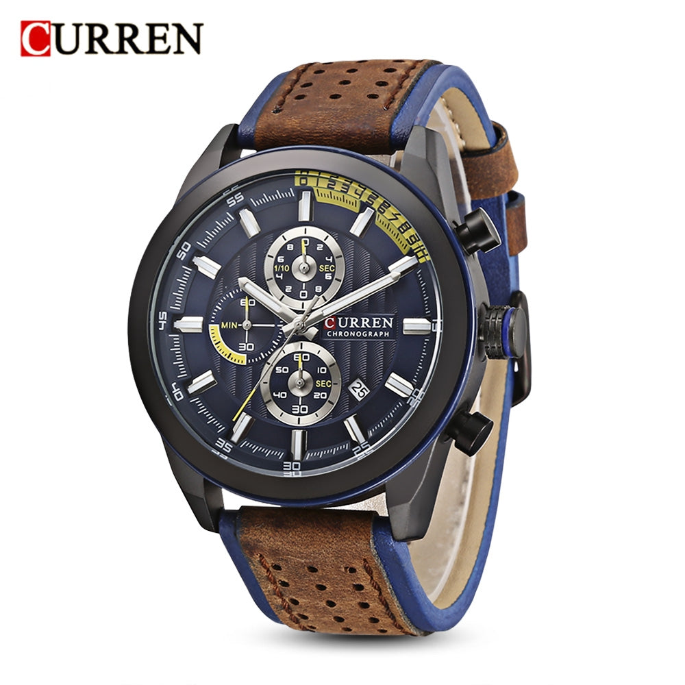 CURREN 8292 Male Quartz Watch Six Pointers Date Display