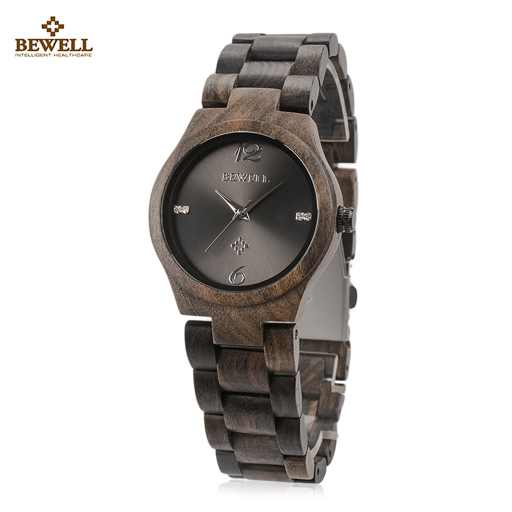 BEWELL ZS - W153A Female Wooden Watch Swirl Marks Dial