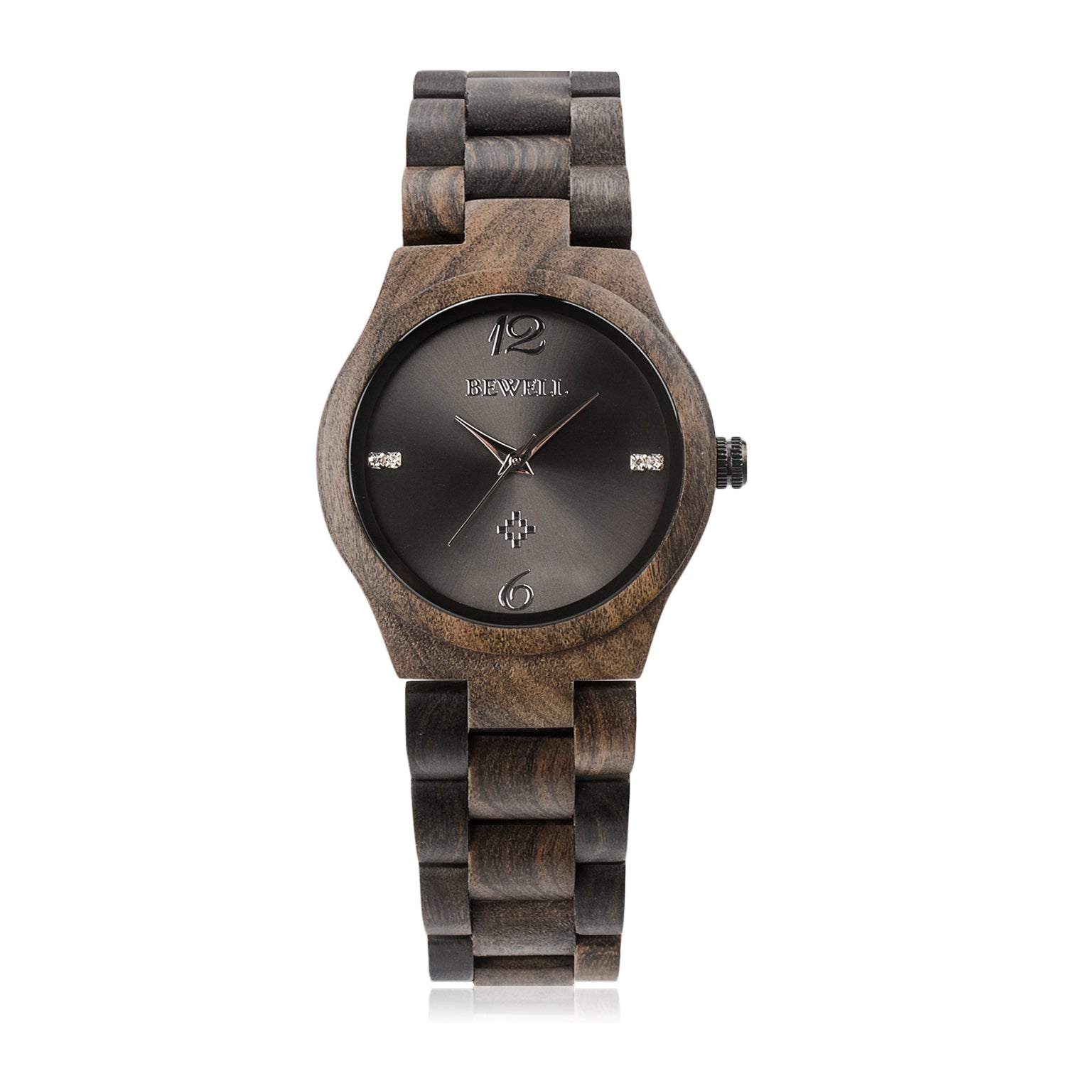 BEWELL ZS - W153A Female Wooden Watch Swirl Marks Dial
