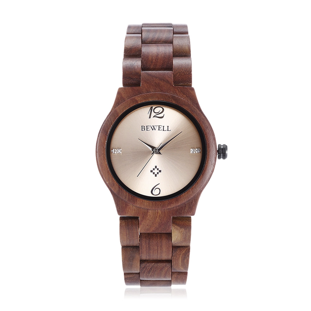 BEWELL ZS - W153A Female Wooden Watch Swirl Marks Dial