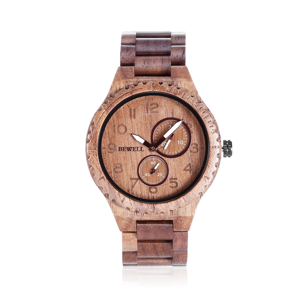 BEWELL ZS - W154A Male Wooden Watch Date Luminous Pointer