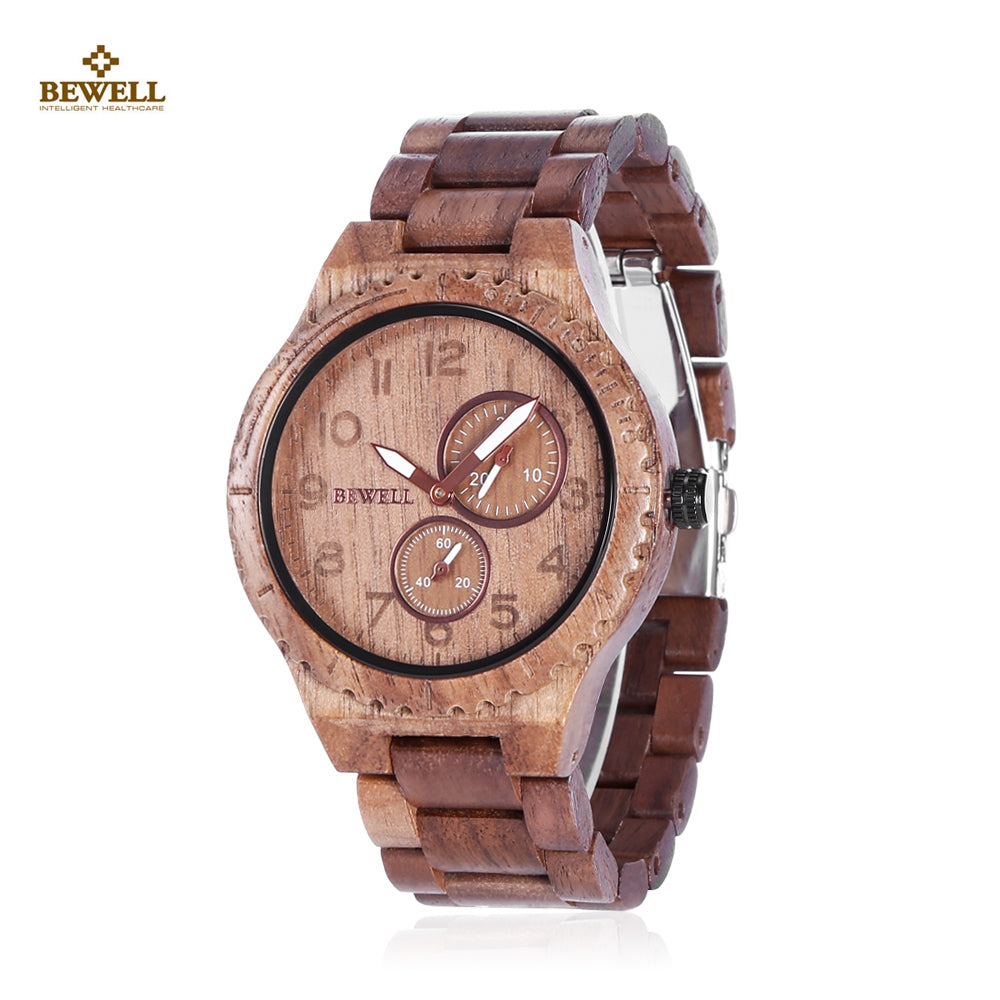 BEWELL ZS - W154A Male Wooden Watch Date Luminous Pointer