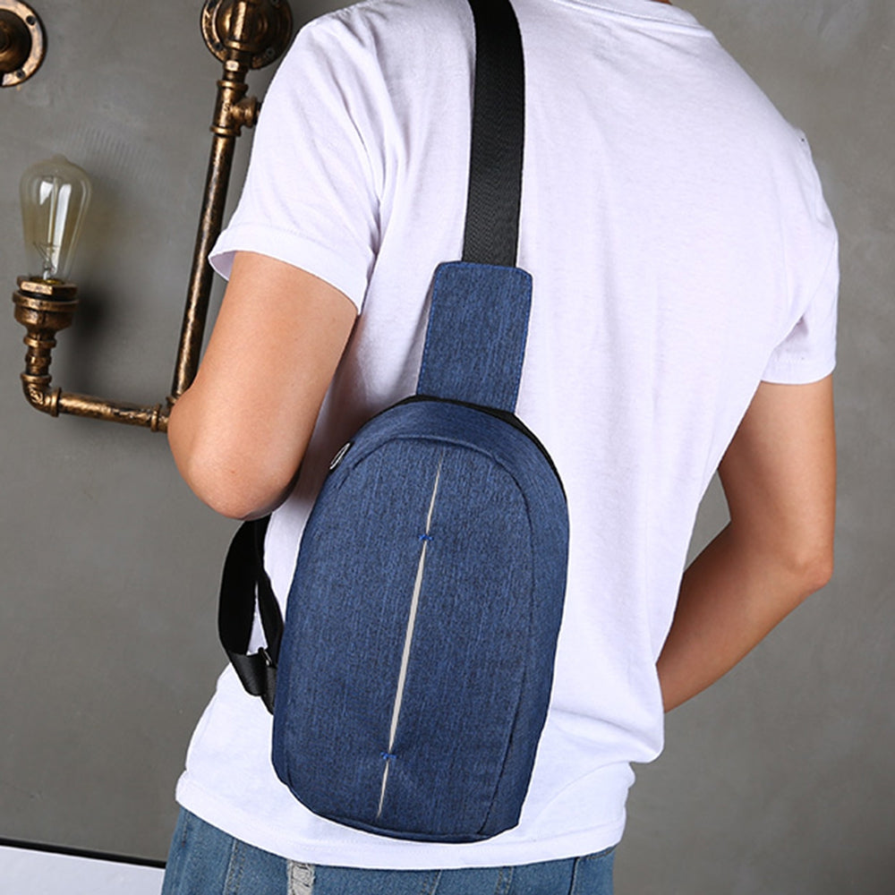 Canvas Casual Men Chest Pack Male Travel Crossbody Bag with Earphone Port