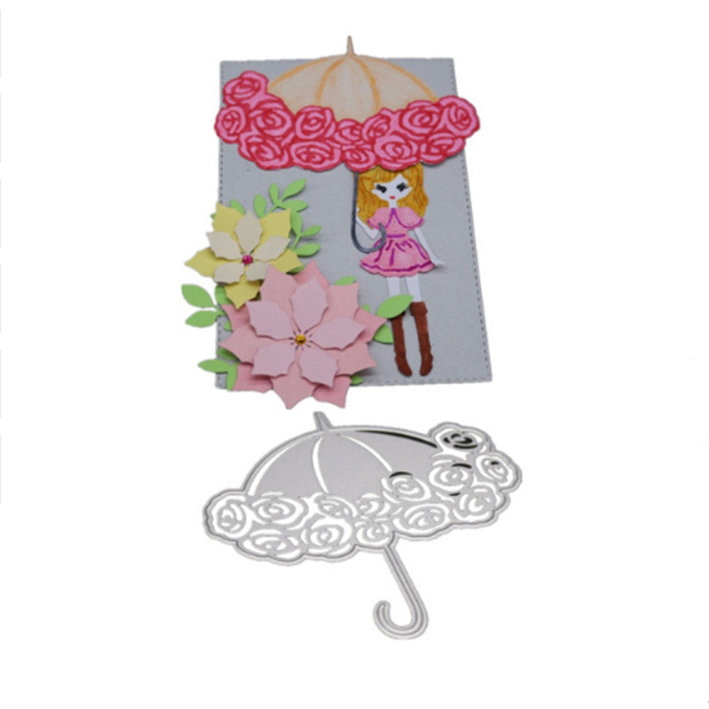 DIY Rose Umbrella Pattern Design Metal Cutting Dies for Greeting Card Cover Photo Album