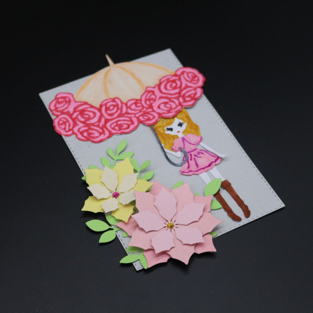 DIY Rose Umbrella Pattern Design Metal Cutting Dies for Greeting Card Cover Photo Album