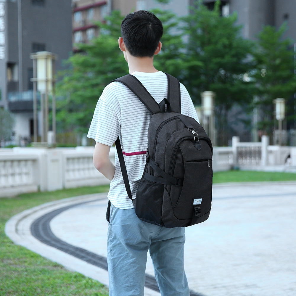 Casual Durable Canvas Backpack with USB Port for Men