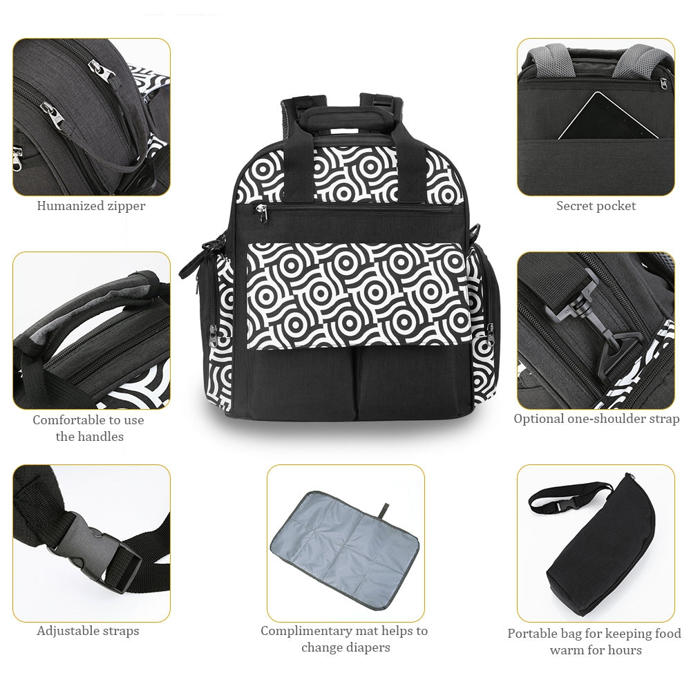 010 Diaper Bag Multifunction Backpack Separate Pockets