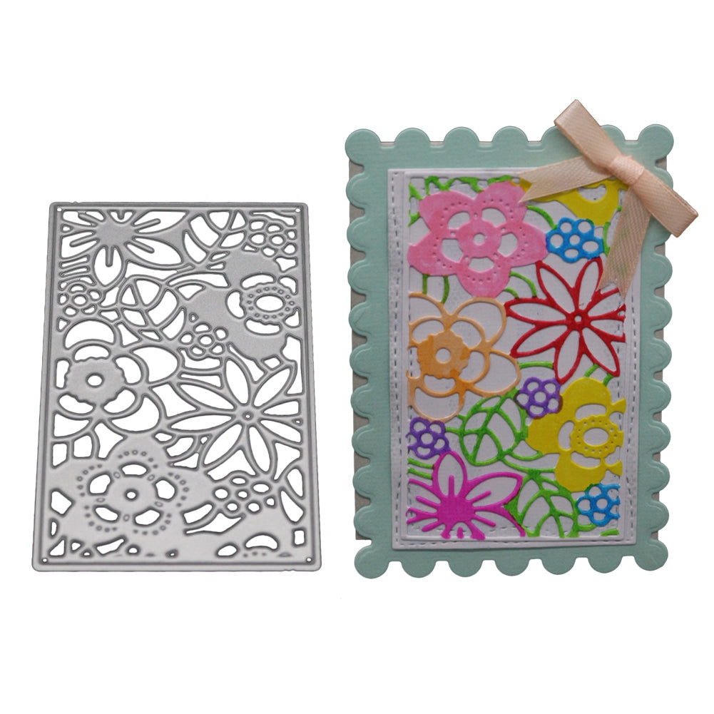 Carved Hollowed-out Flowers Rectangular Plate Metal Stencil Carbon Steel Cutting Die for DIY Ca...