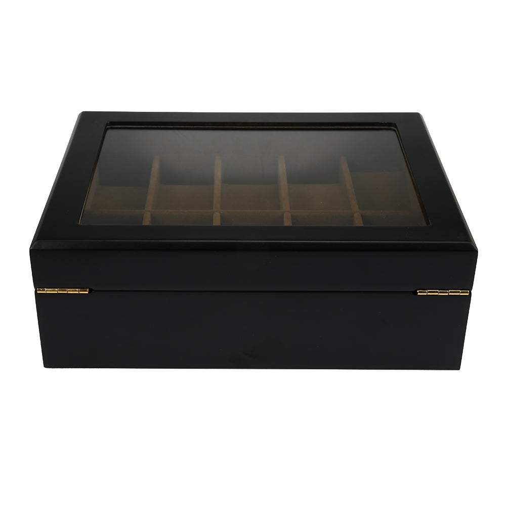 10 Grids Wooden Watch Display Box Jewelry Storage Organizer