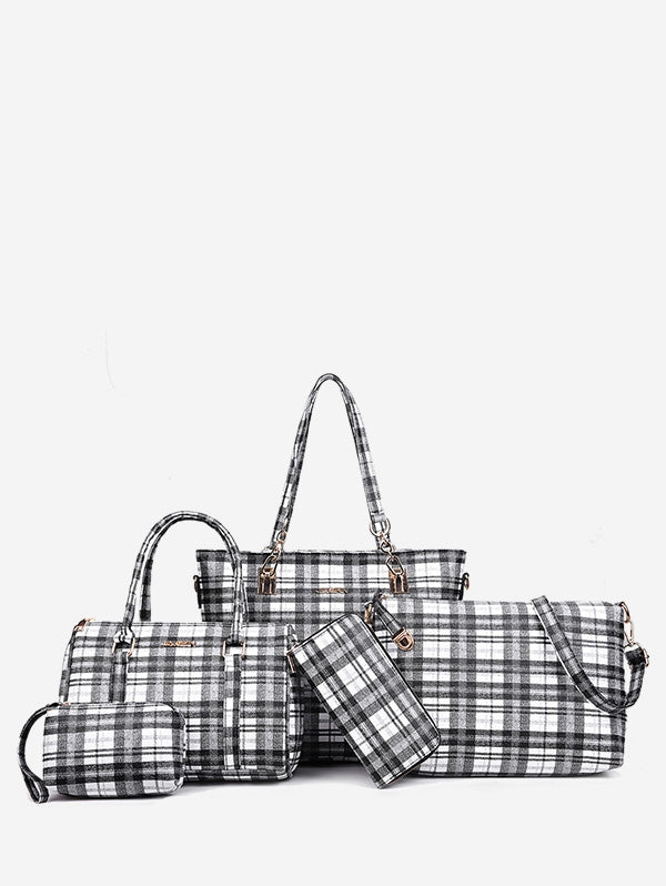5 Pieces Plaid Pattern Bags