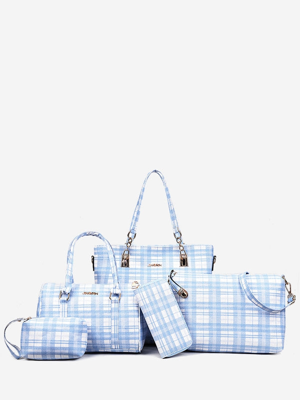 5 Pieces Plaid Pattern Bags