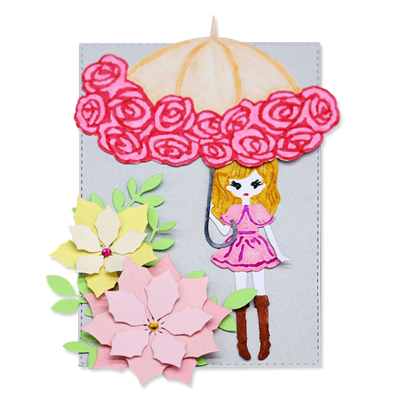 DIY Rose Umbrella Pattern Design Metal Cutting Dies for Greeting Card Cover Photo Album