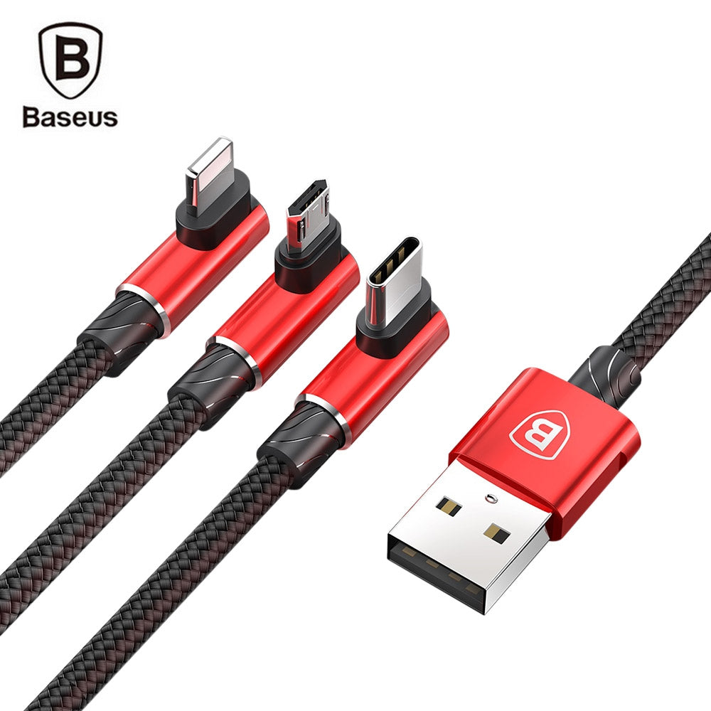 Baseus 3-in-1 Fast Charging Cable USB Output 8 Pin Type-C Micro USB 1.2M