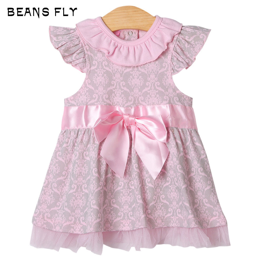 beans fly Baby Girls Toddler Short Sleeve Bow Princess Dress