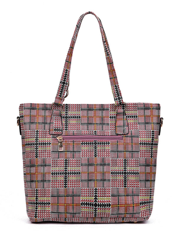 Chic Plaid 5 Pieces Shoulder Bag Set