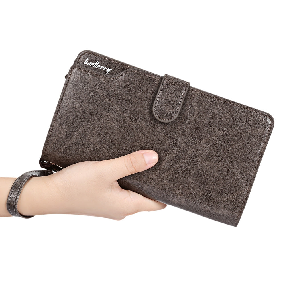 Baellerry PU Leather Long Wallet Men Business Clutch Zipper Trifold Card Holder