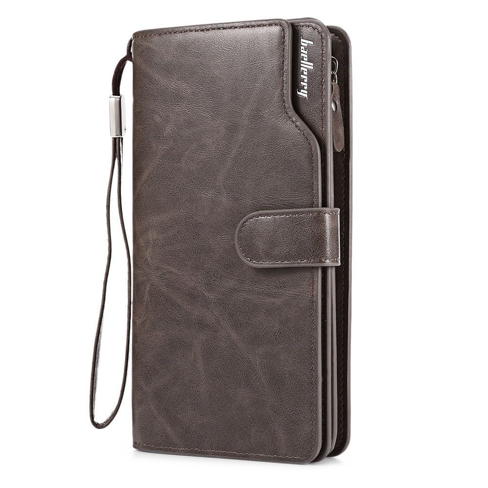 Baellerry PU Leather Long Wallet Men Business Clutch Zipper Trifold Card Holder