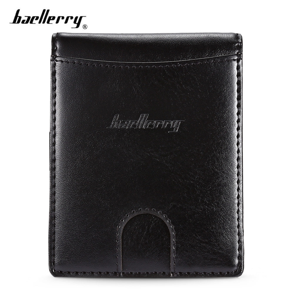 Baellerry Men PU Leather Wallet Male Card Holder Mini Slim Bifold Money Clip