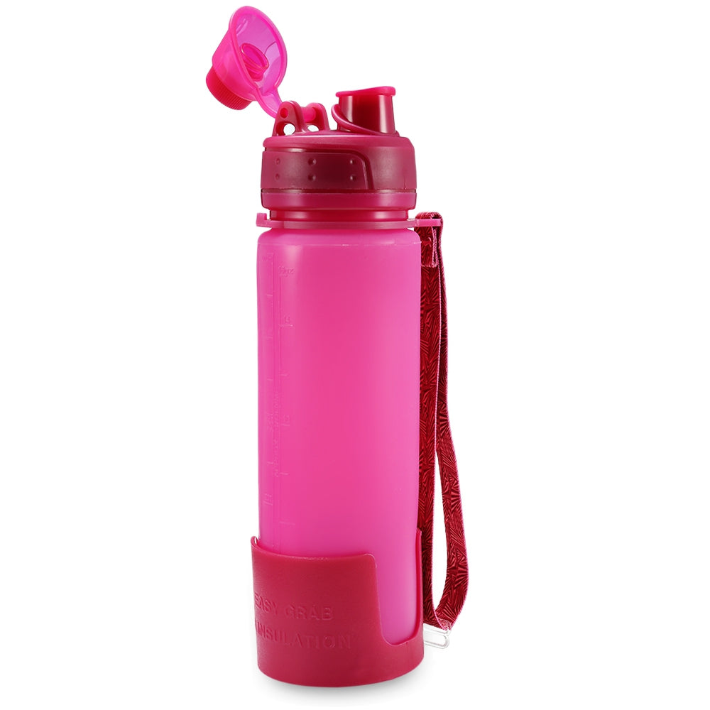 Bakers Able Silicone Folding Water Bottle with Strap for Camping Hiking
