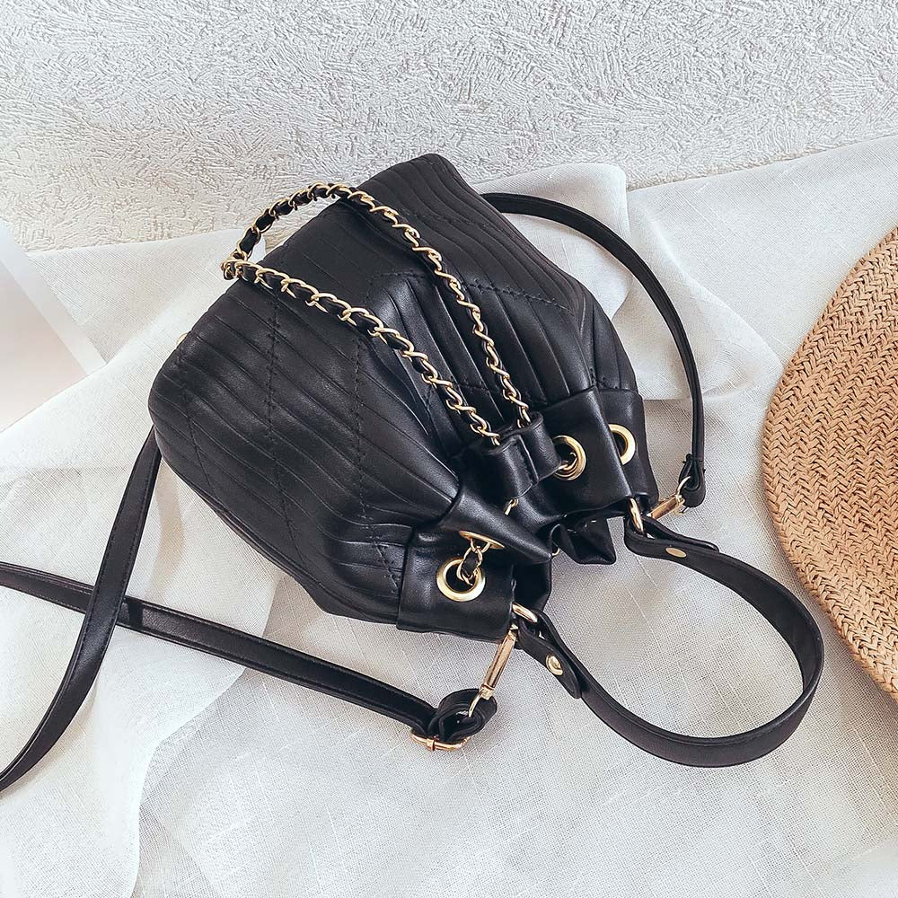 Casual Handbag Women Drawstring Bucket Shoulder Crossbody Bag