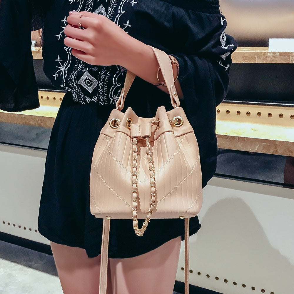 Casual Handbag Women Drawstring Bucket Shoulder Crossbody Bag