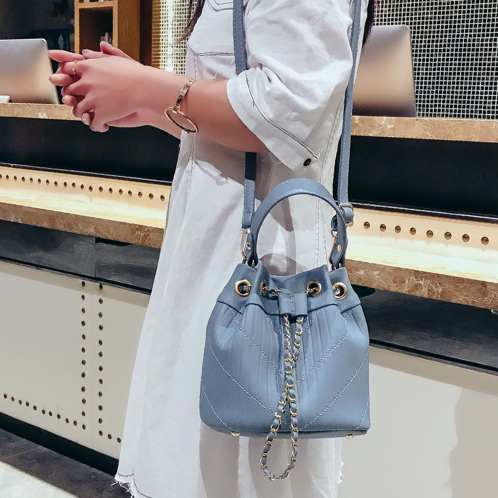 Casual Handbag Women Drawstring Bucket Shoulder Crossbody Bag