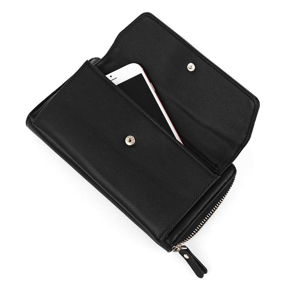 Baellerry Women PU Leather Chain Crossbody Shoulder Phone Bag Long Wallet