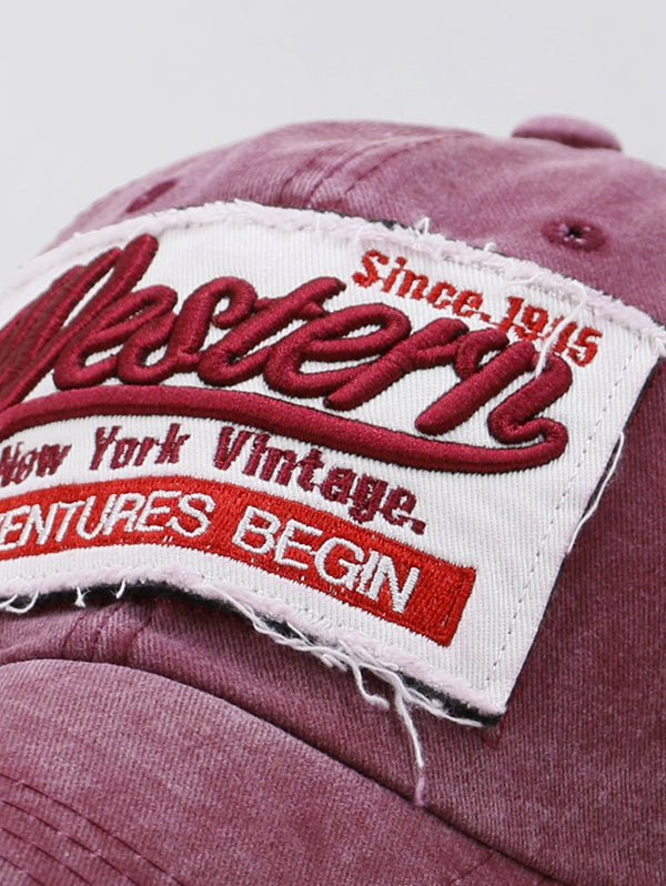ADVENTURES BEGIN Embroidery Washed Dyed Baseball Cap