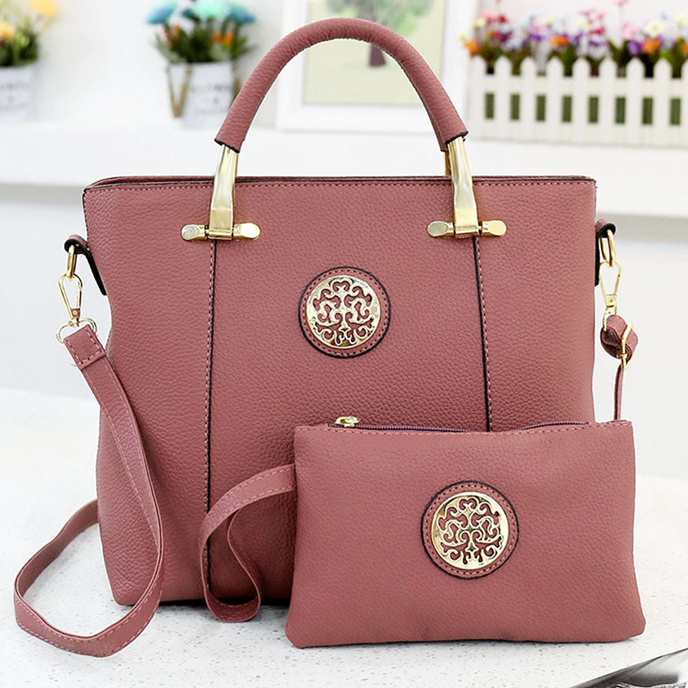 2pcs Women PU Leather Shoulder Handbag Top-handle Pattern Composite Bag Wristlet
