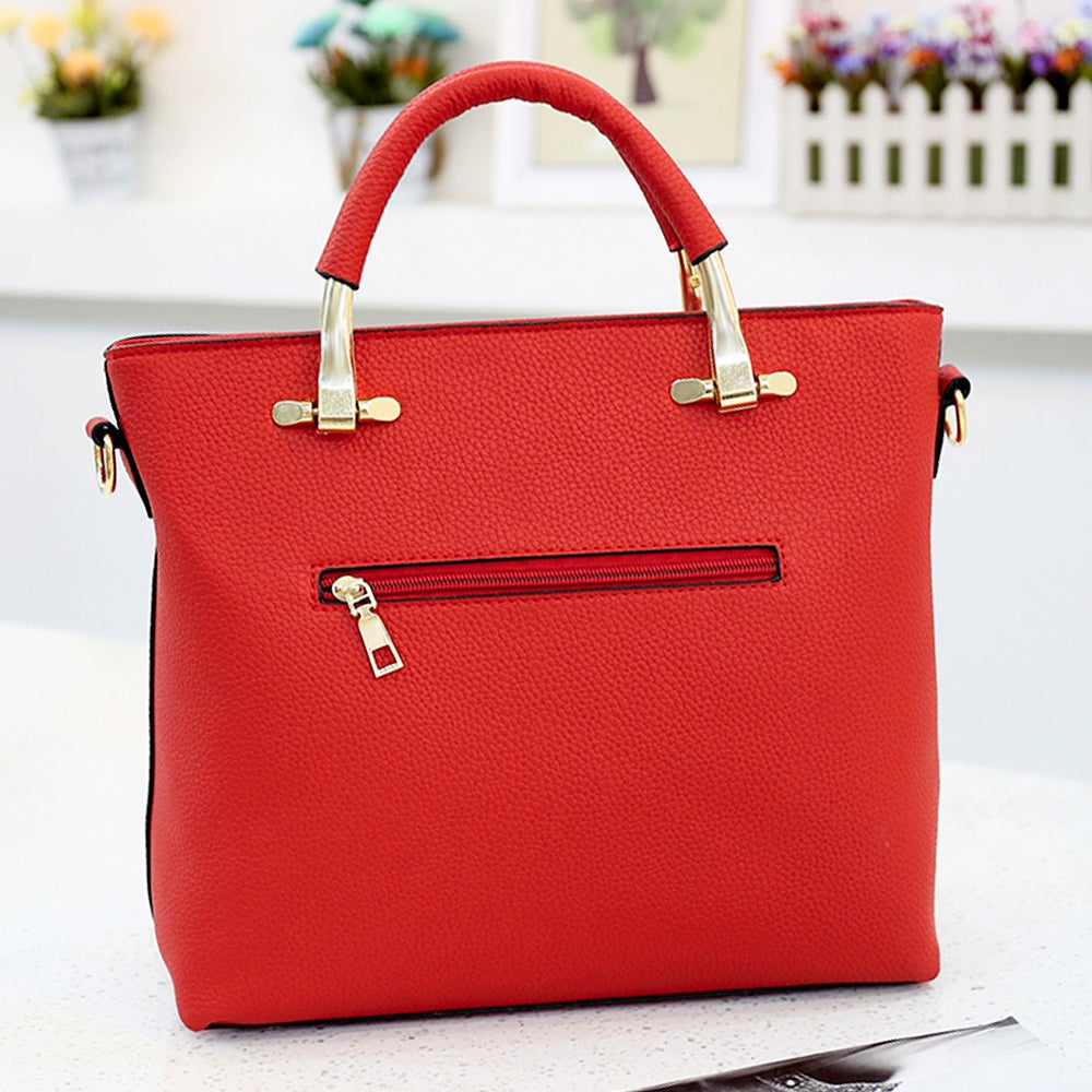 2pcs Women PU Leather Shoulder Handbag Top-handle Pattern Composite Bag Wristlet