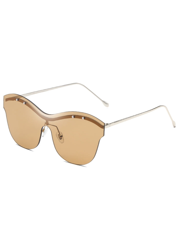 Anti UV Rivets One Piece Rimless Sunglasses