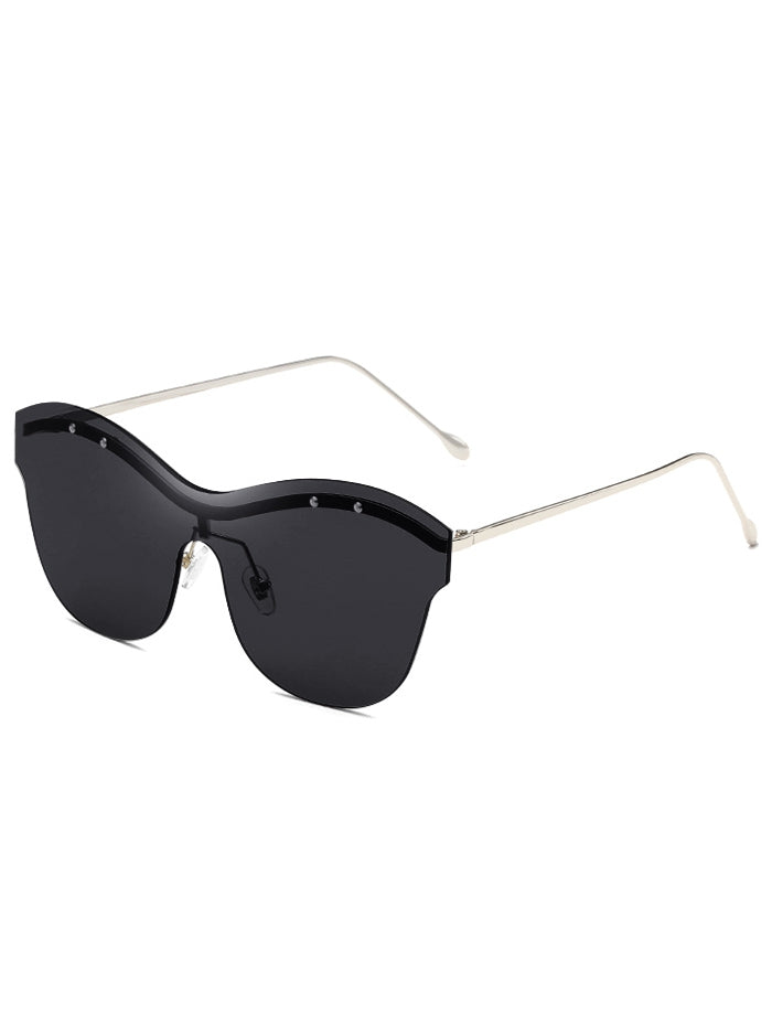 Anti UV Rivets One Piece Rimless Sunglasses