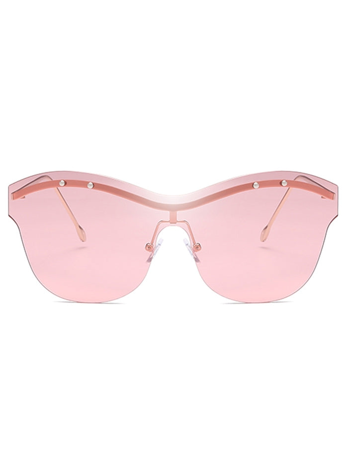 Anti UV Rivets One Piece Rimless Sunglasses
