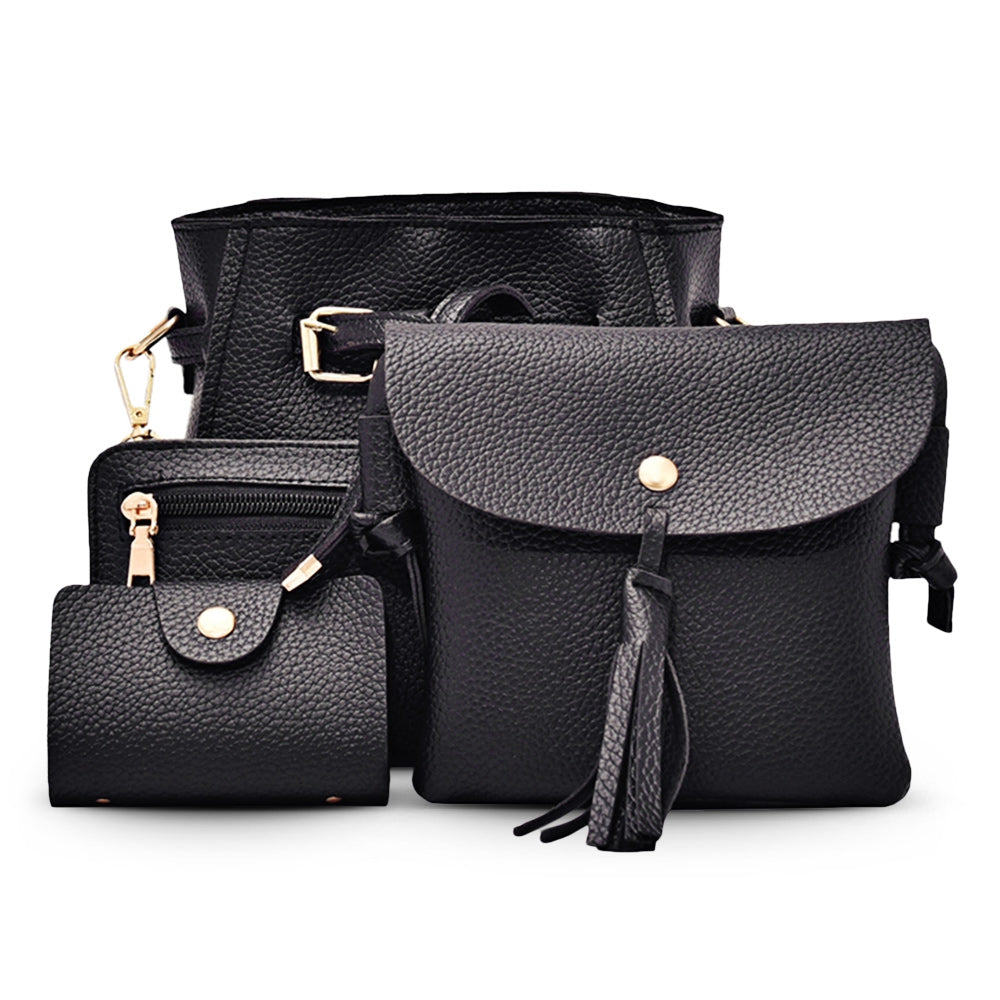 4pcs Elegant Tassel Women Shoulder Crossbody Composite Bag Card Holder Wristlet
