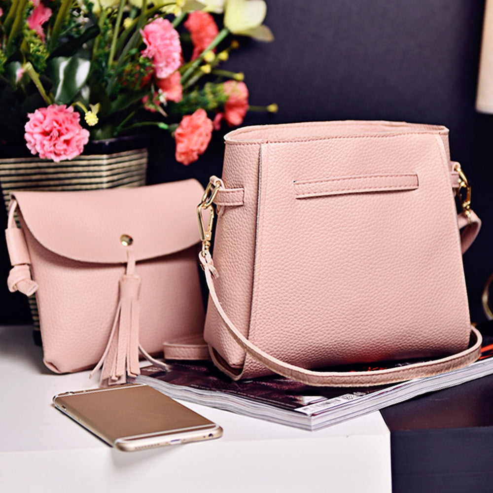 4pcs Elegant Tassel Women Shoulder Crossbody Composite Bag Card Holder Wristlet