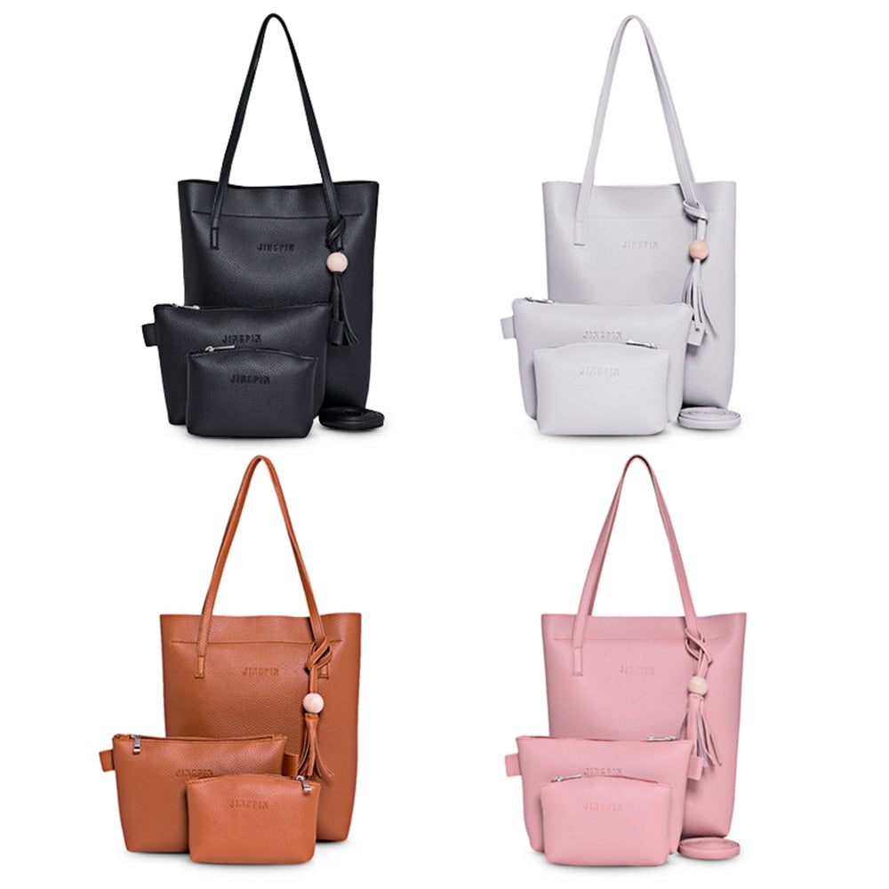 3pcs Stylish Tassel Elegant Women Shoulder Crossbody Tote Composite Bag Purse