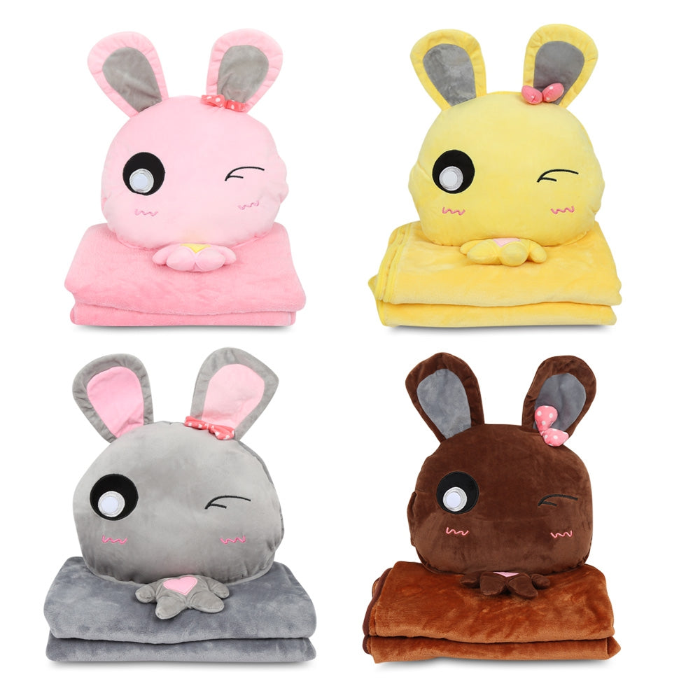 Cartoon Throw Pillow Blanket Set Plush Stuffed Toy for Home Travel