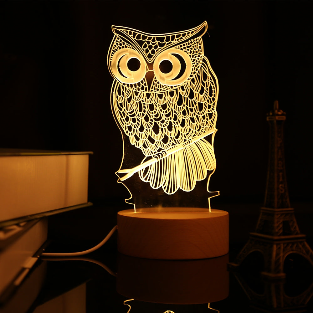 3D LED Night Light USB Charging Animal Shape Indoor Decoration Lamp