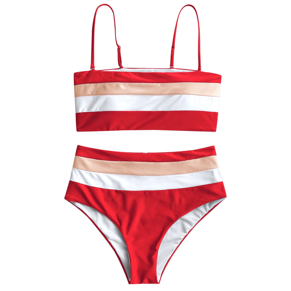 Cami Striped High Waisted Bikini