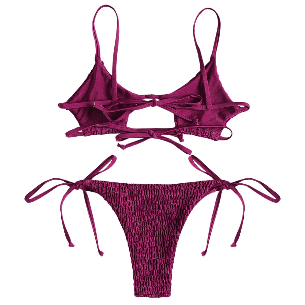 Bralette Smocked String Bikini Set