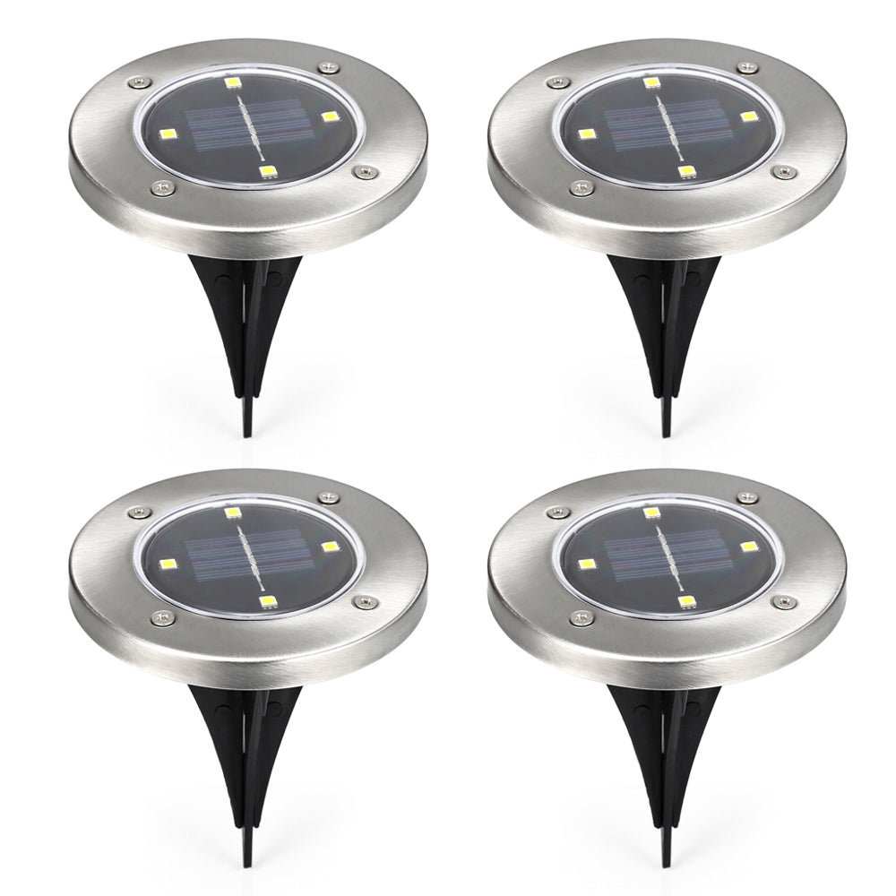 4PCS 4 LEDs Solar Powered IP65 Waterproof Ground Lamp for Outdoor Fence Garden
