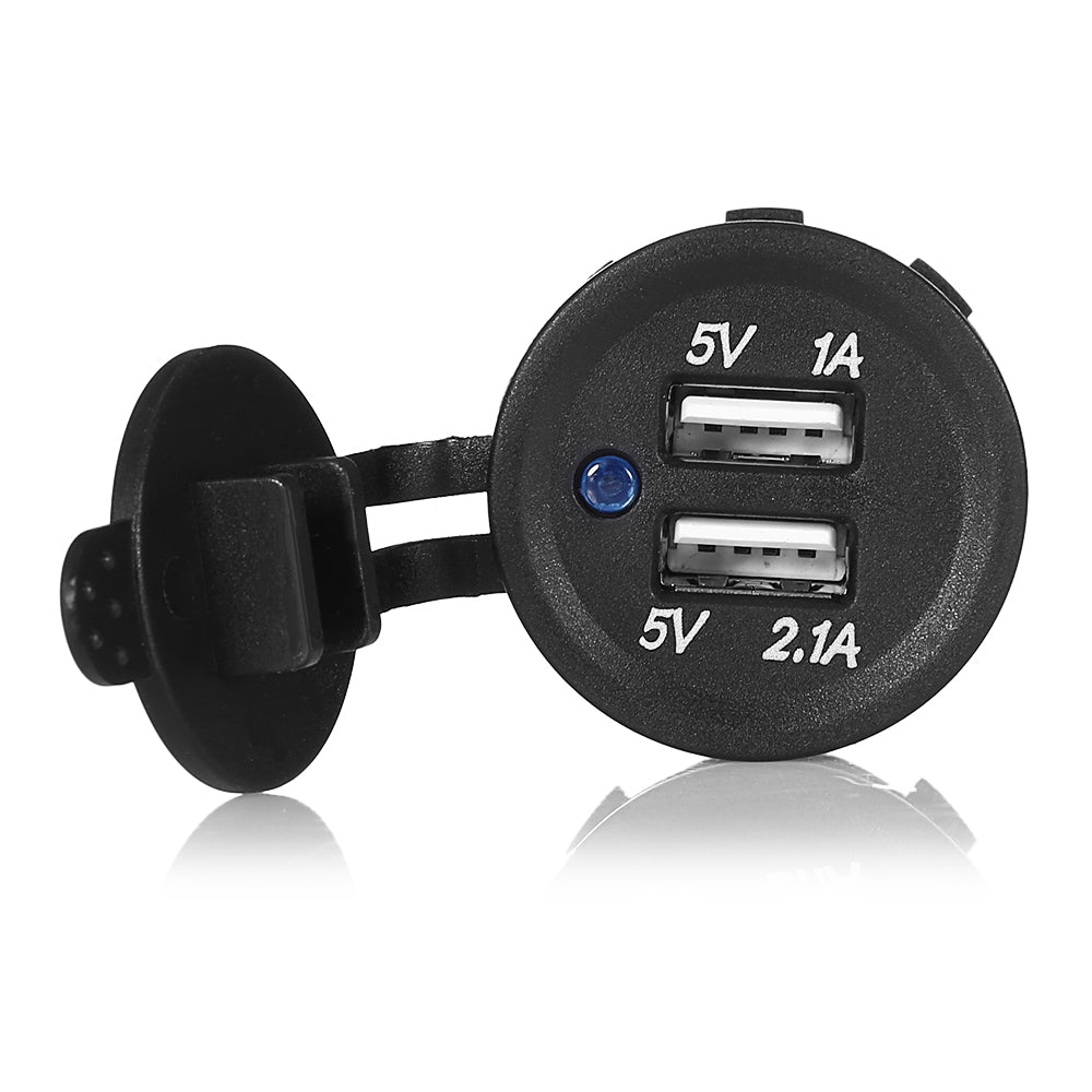 3.1A Round Dual USB Car Charger for Vehicle / Motorcycle
