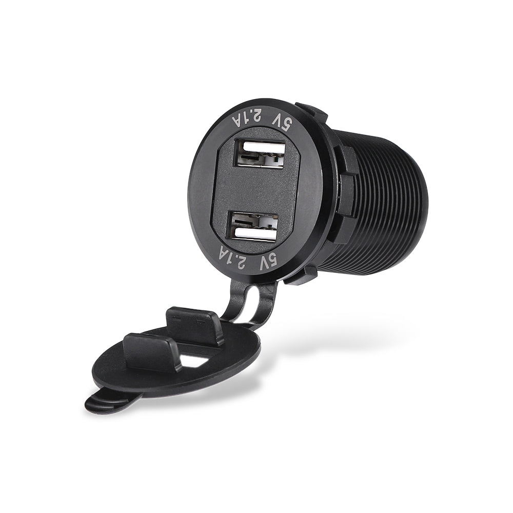 4.2A Car Dual USB Sockets Power Adapter Charger with Voltmeter for Boat Car Motorcycle