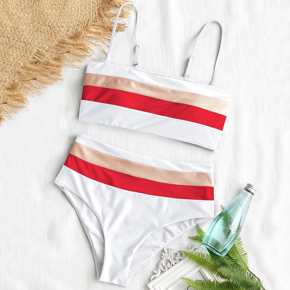 Cami Striped High Waisted Bikini