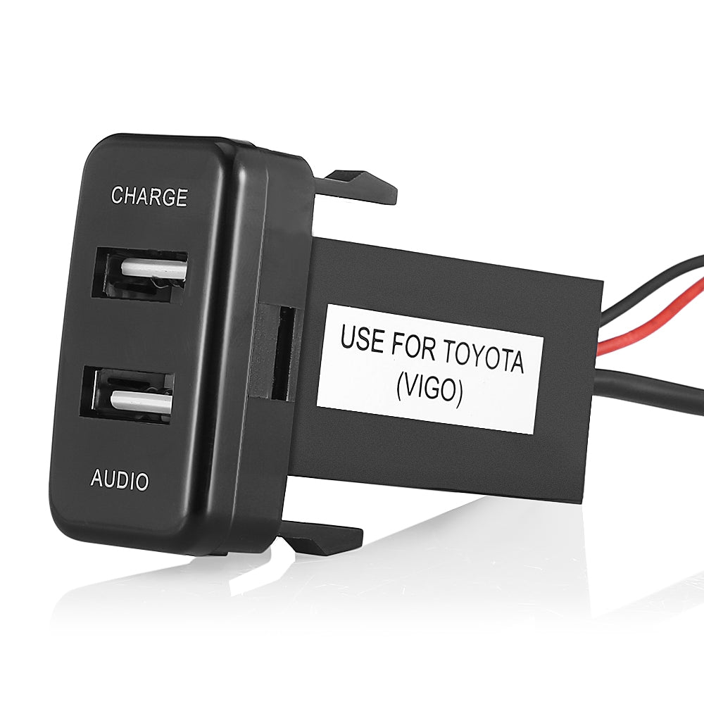 Dual USB Car Charger with Audio Port Interface LED Lamp for Toyota
