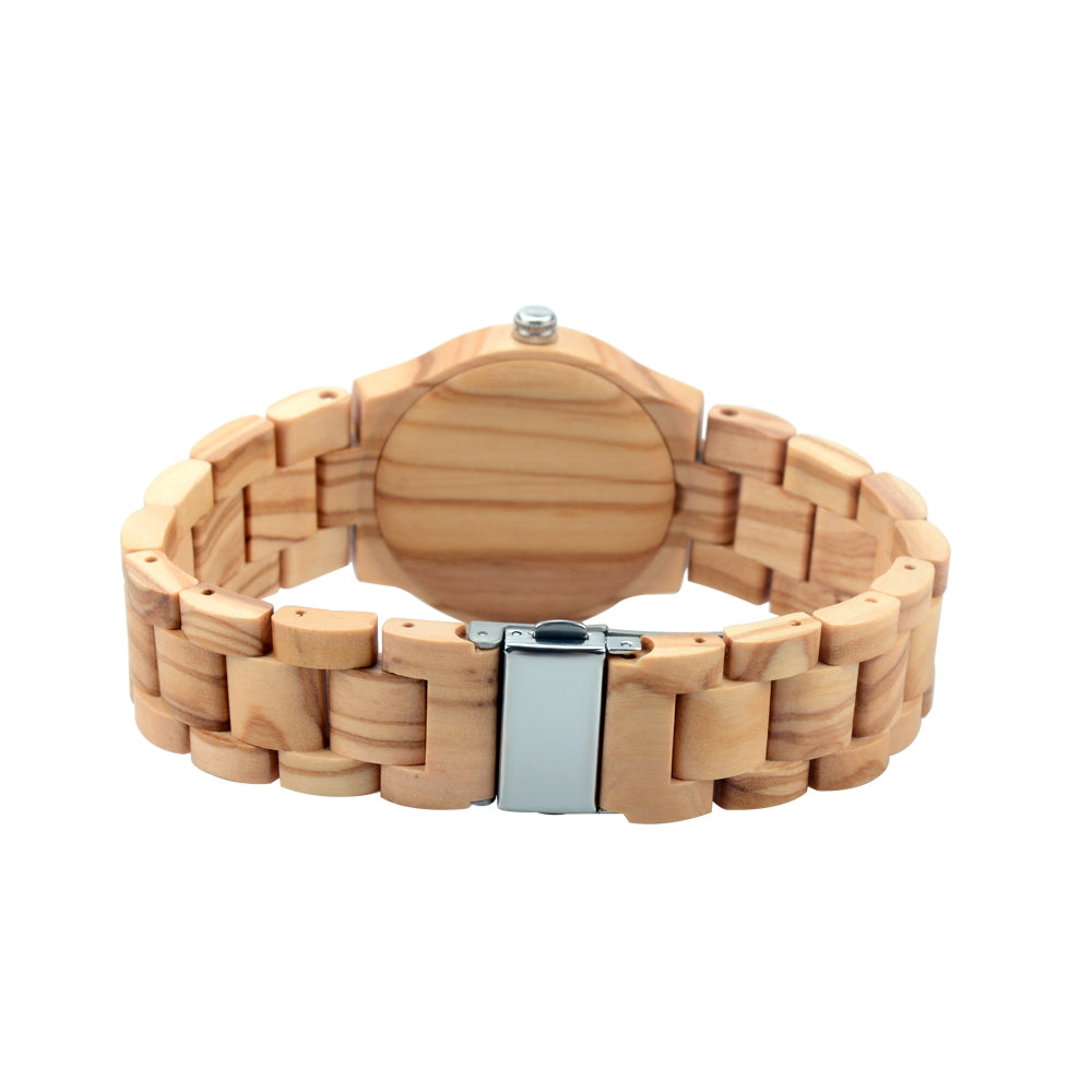 BEWELL ZS - W153A Female Wooden Watch Swirl Marks Dial