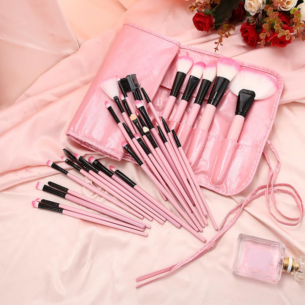 Chic 32 Pcs Makeup Brush Set Cosmetic Tools with Faux Leather Pure Color Bag