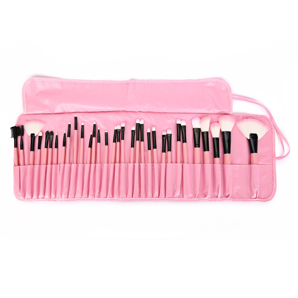 Chic 32 Pcs Makeup Brush Set Cosmetic Tools with Faux Leather Pure Color Bag