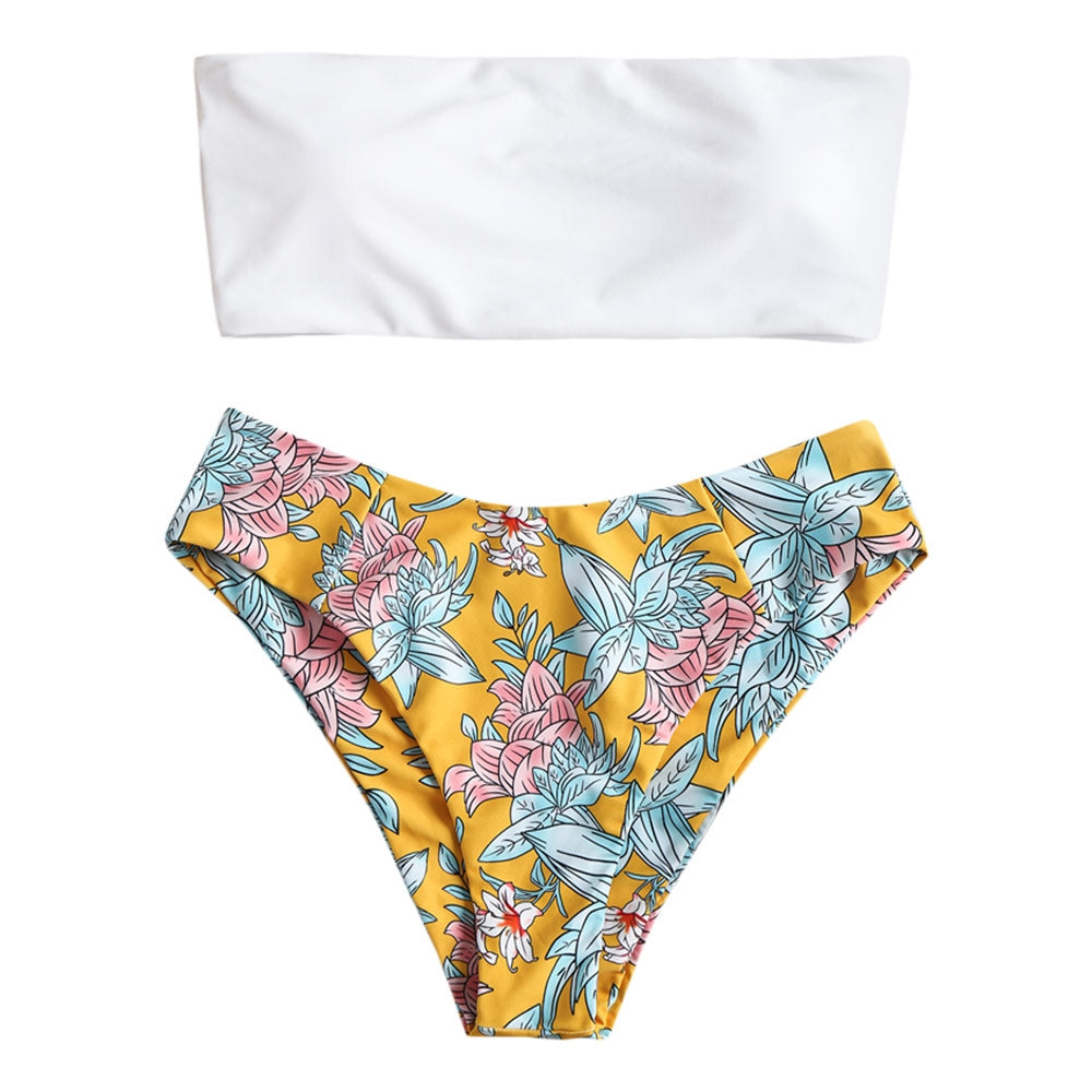 Bandeau Floral Print Bikini Set