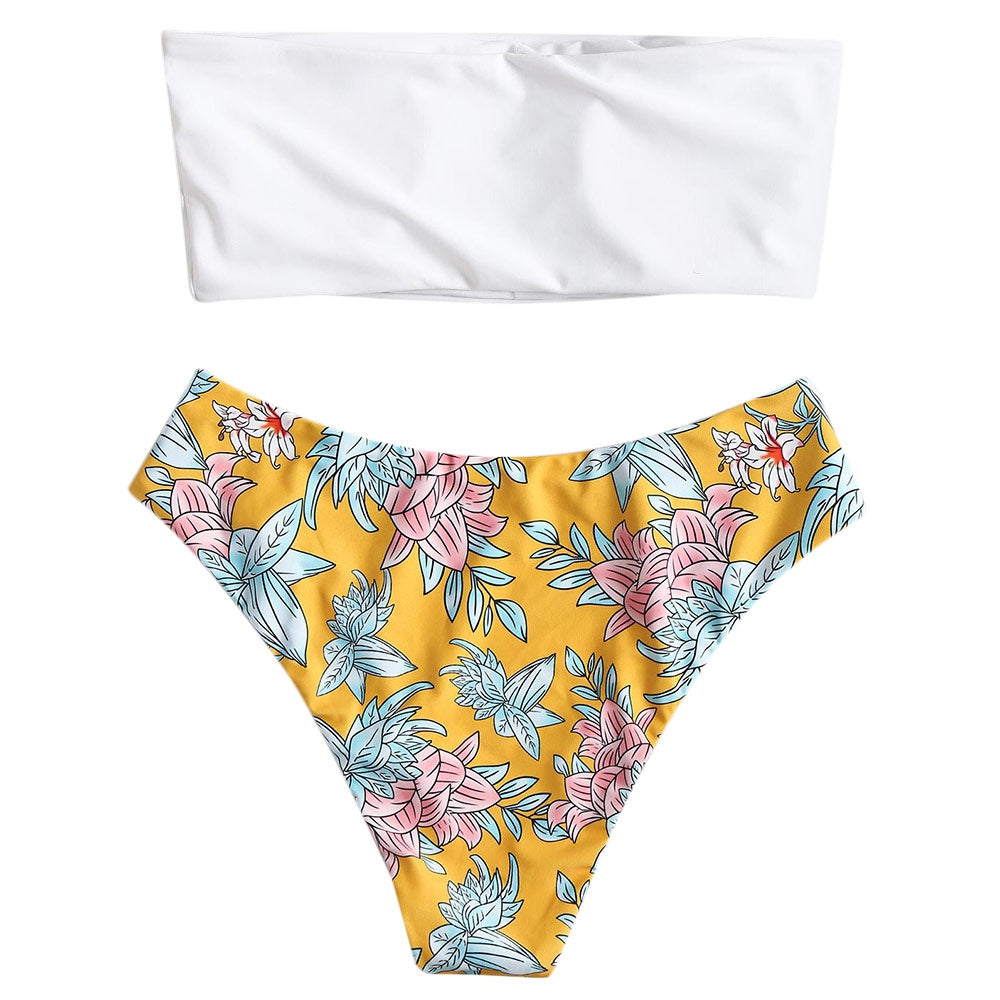 Bandeau Floral Print Bikini Set